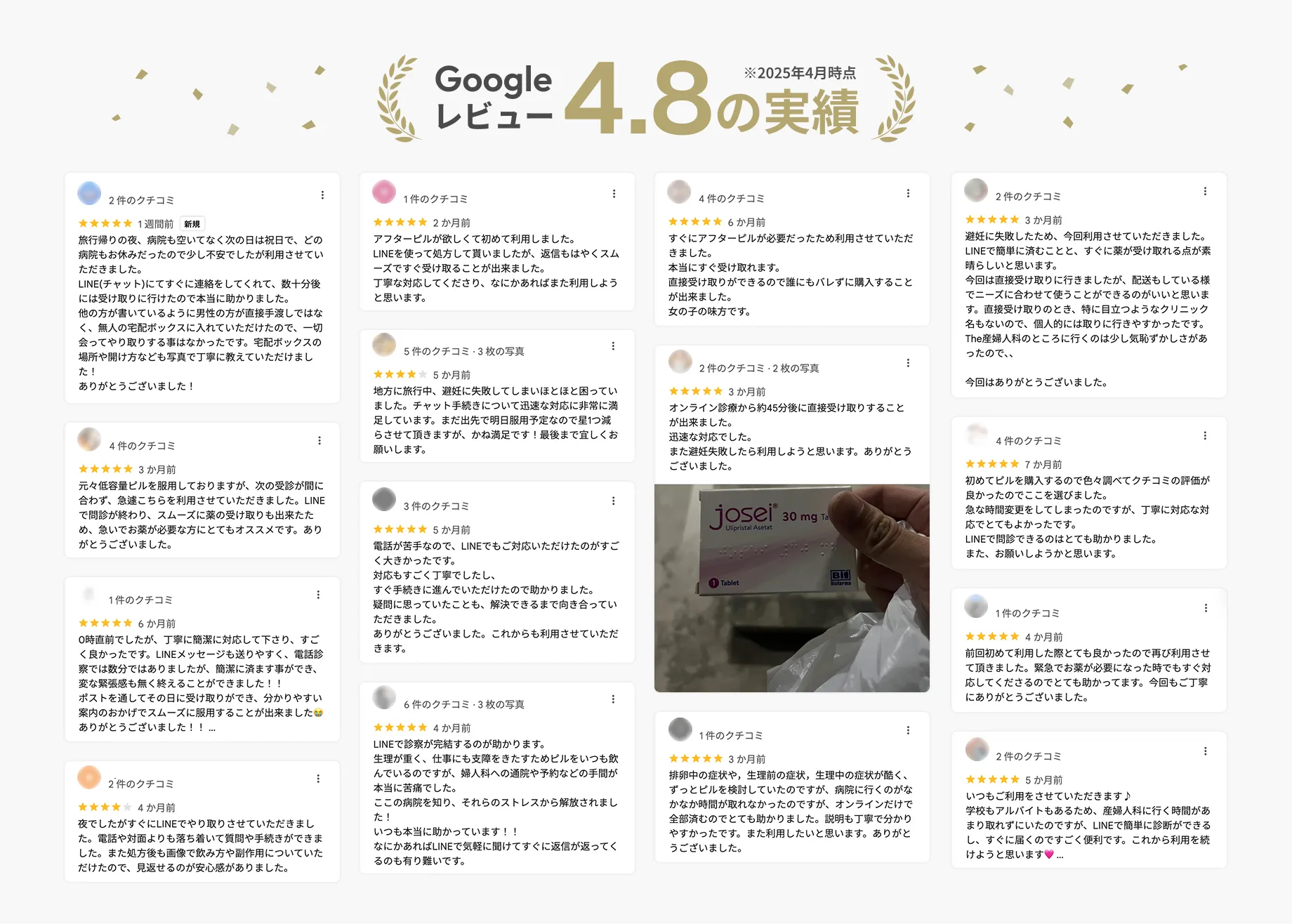 Googleレビュー4.8の実績 ※2025年4月時点