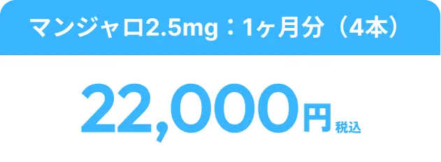 マンジャロ2.5mg:1ヶ月分(4本)22,000円 税込