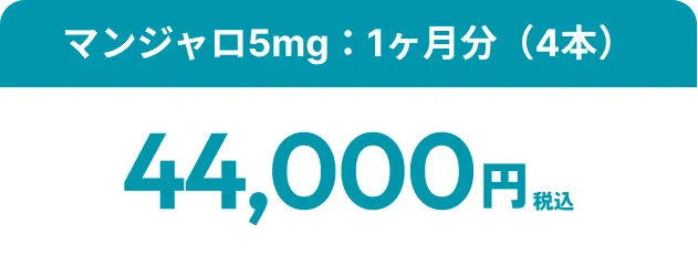 マンジャロ5mg:1ヶ月分(4本)44,000円 税込