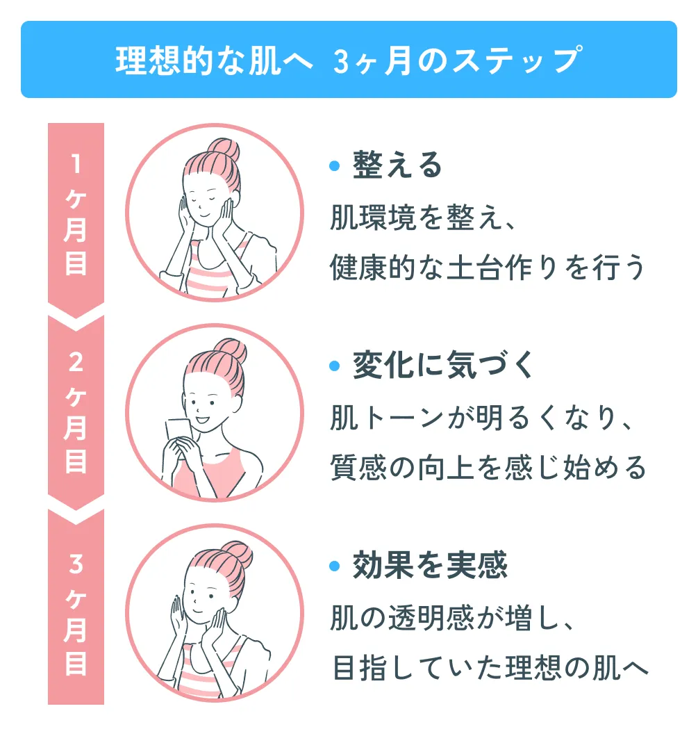 理想的な肌へ  3ヶ月のステップ